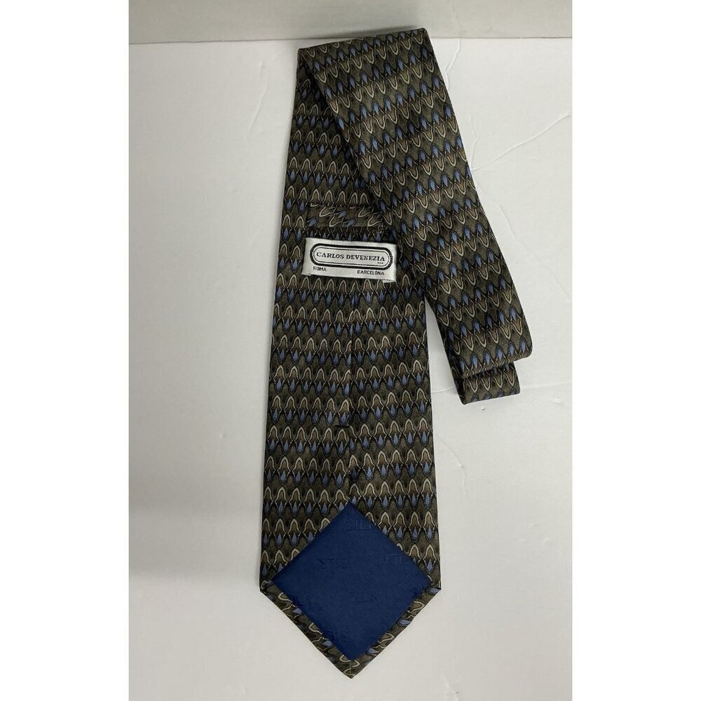 Carlos Devenezia Vintage 100% Silk Geometric Men's Tie - Picture 2 of 3